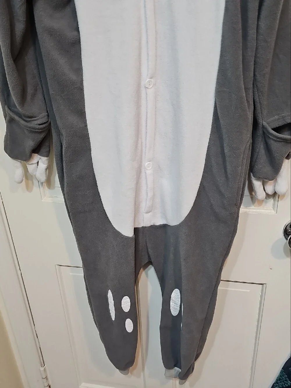 Grey & White Kids Sloth Hooded Costume Onesie